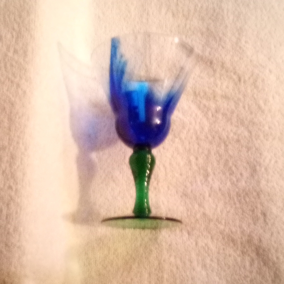 Vintage Bormioli Rocco Twisted Stem Goblet Green Optic Glass Chalice - Picture 8 of 8